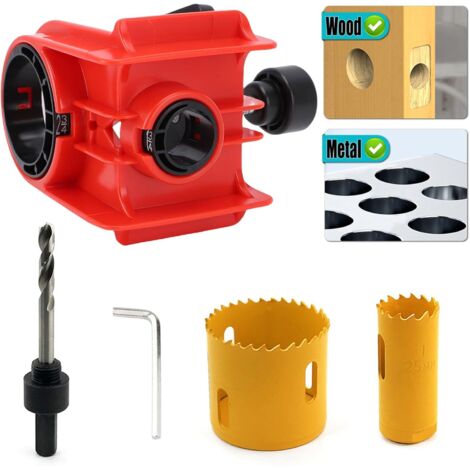 Kit di installazione della serratura della porta con seghe a tazza e modello per porta, strumento per la foratura dei fori della porta per porte in metallo e legno