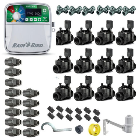 Kit di irrigazione automatico Rain Bird a 12 zone, 24 V, per tubi da 32 mm  Include programmatore, elettrovalvole e accessori