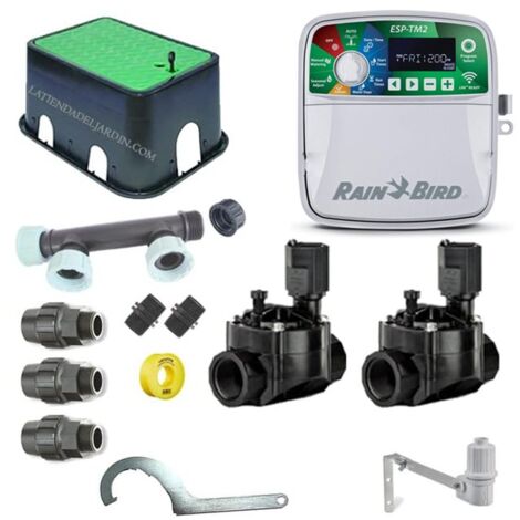 Kit di irrigazione automatico Rain Bird a 2 zone da 24 V per tubi da 32 mm  Include programmatore, elettrovalvole e accessori