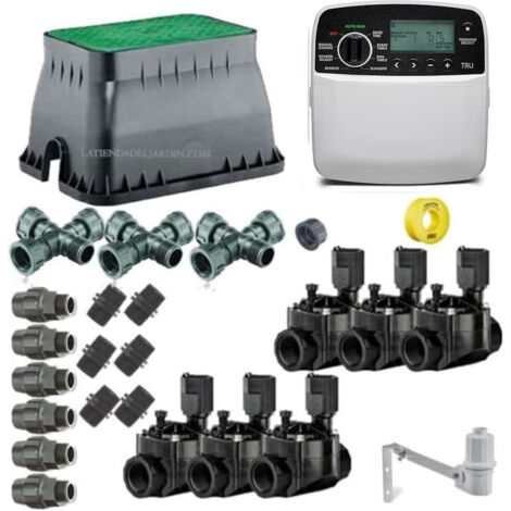Kit di irrigazione automatico Rain Bird a 6 zone da 24 V per tubi da 32 mm  Include programmatore, elettrovalvole e accessori
