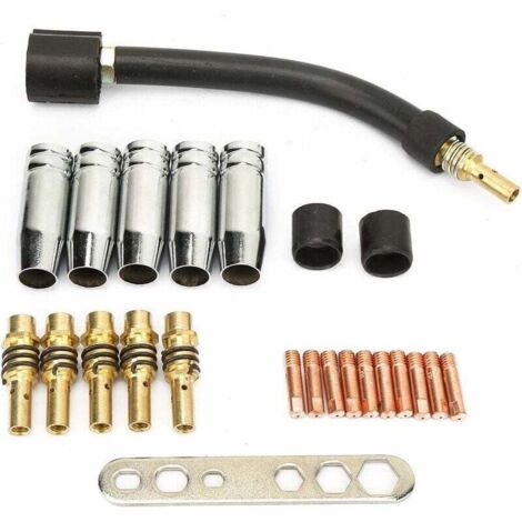 Kit di materiali di consumo per saldatura MIG con punta di contatto da 24 pezzi da 0,8 mm, compatibile con la torcia di saldatura Binzel 15AK.