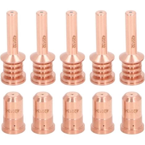 Kit di materiali di consumo per taglierina al plasma, comprendente un ugello, 5 elettrodi 420132 e 5 ugelli 420134, nonché un kit per il taglio dell'ottone per PMX 30AIR.