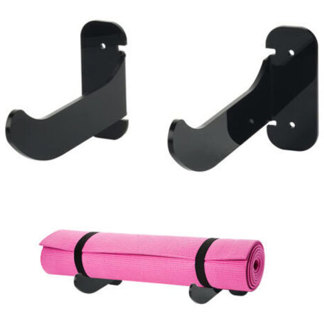 Kit di montaggio a parete per tappetini da yoga e da palestra (set da 2) - Comodo per riporre gli oggetti, facile da installare, adatto a tappetini da yoga, rulli in schiuma, tavole da surf e altri ar