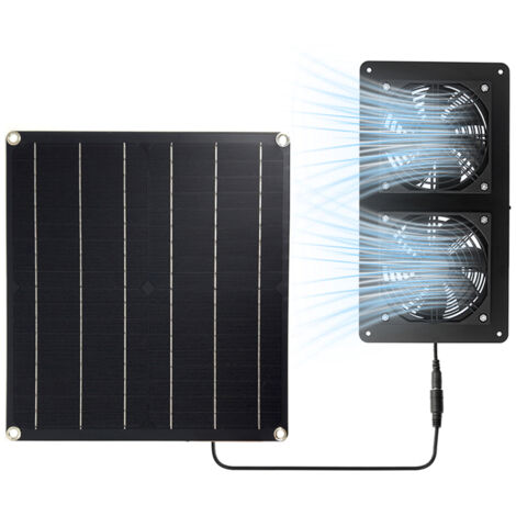 Kit di pannelli solari da 20 W resistenti alle intemperie con ventola CC per piccoli pollai, serre, casette da giardino, cucce per animali domestici, aspiratori per finestre (doppio)