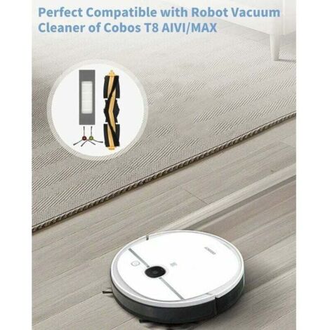 Kit di parti di ricambio Ulisem da 12 pezzi compatibile con Ecovacs DEEBOT OZMO T8, 1 spazzola principale, 8 spazzole laterali, 3 filtri, set di accessori di ricambio per filtri spazzola per robot Eco
