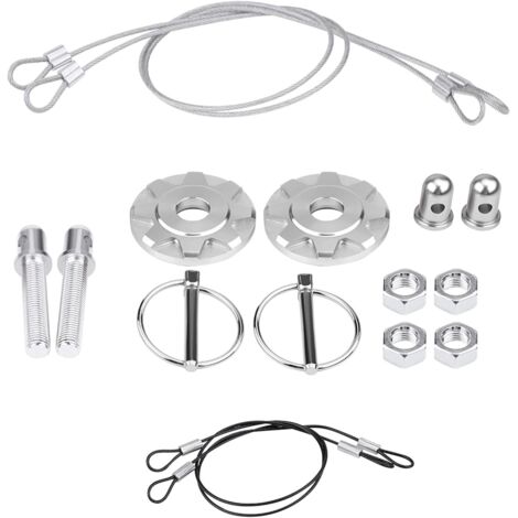 Kit di perni di fissaggio per cofano in lega di alluminio CNC per auto da corsa - Kit universale di perni (argento)