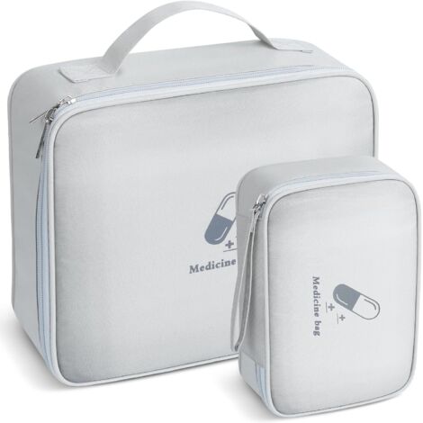Kit di pronto soccorso vuoto, borsa per medicinali portatile impermeabile da 2 pezzi, borsa per medicinali di emergenza di grande capacità, borsa per la conservazione dei medicinali per casa, ufficio,