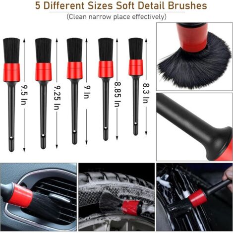 Kit di pulizia auto da 20 pezzi con spazzola per cerchi, spazzola per trapano, guanto in microfibra, panno in microfibra per auto, spazzola metallica per la pulizia degli interni dell'auto, tampone lu