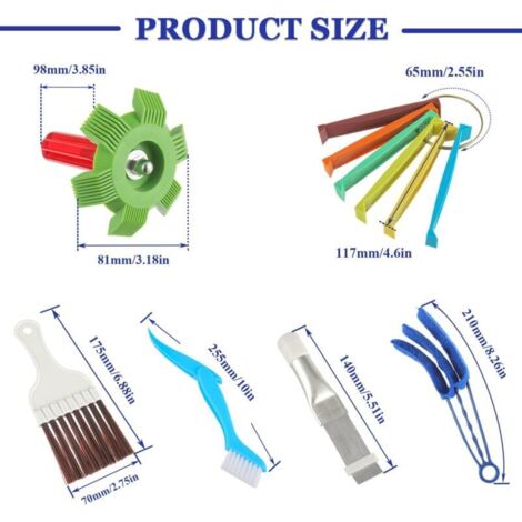 Kit di pulizia per alette del condizionatore d'aria da 6 pezzi, pettine per alette del condizionatore d'aria, spazzola per la pulizia del condensatore, evaporatore, strumenti per la manutenzione e la 