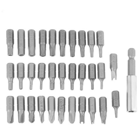Kit di punte per cacciavite, 33 pezzi punte per cacciavite magnetico multifunzionale antimanomissione a stella/tri-ala/esagonale/punta per chiave inglese con estensione del portapunte