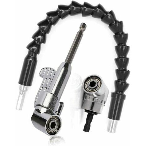 Kit di punte per trapano ad angolo retto e prolunga angolare flessibile , punta per cacciavite ad angolo retto da 105 gradi, gambo esagonale da 1/4" per trapano