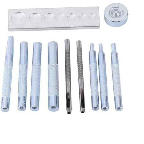 Kit di punzoni manuali da 11 pezzi per l'impostazione di rivetti e bottoni automatici