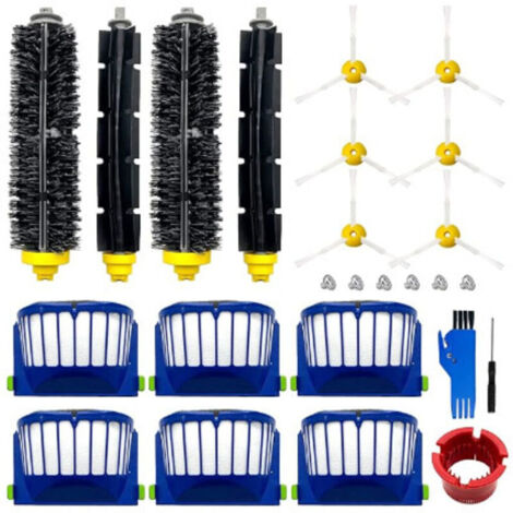 Kit di ricambio per robot aspirapolvere 600/610/620/621/630/650/651/655/660/661/PET con 6 filtri AeroVac, 6 spazzole a tre lame, 2 spazzole centrali, 2 rulli centrali e accessori, 2 spazzole per la pu