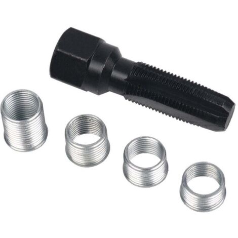 Kit di riparazione filettature candele, alesatore da 14 mm, utensile per la riparazione delle filettature dei cilindri, 5 confezioni