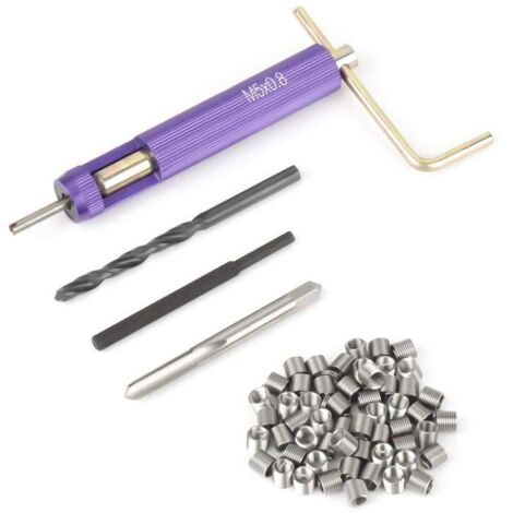 Kit di riparazione filettature con inserti filettati da 50 pezzi, set di utensili manuali, set di utensili integrati, set di tipo elicoidale in acciaio inossidabile M5 x 2D