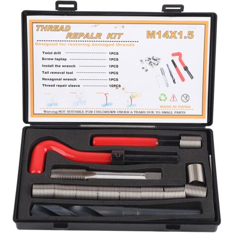 Kit di riparazione filettature da 11 pezzi M16x1.5 in acciaio inossidabile con chiave a brugola e inserto filettato per auto