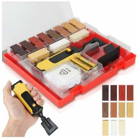Kit di riparazione per pavimenti in legno, 11 stick di cera in diversi colori per la riparazione di laminati - Strumento per ritocchi a strisce