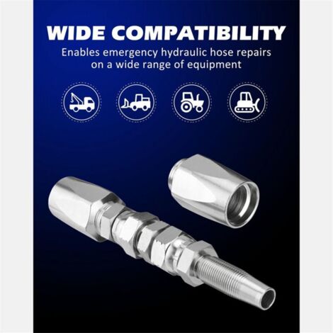 Kit di riparazione per tubo idraulico riutilizzabile, 2 pezzi, raccordo riutilizzabile a 2 filetti da 3/8".