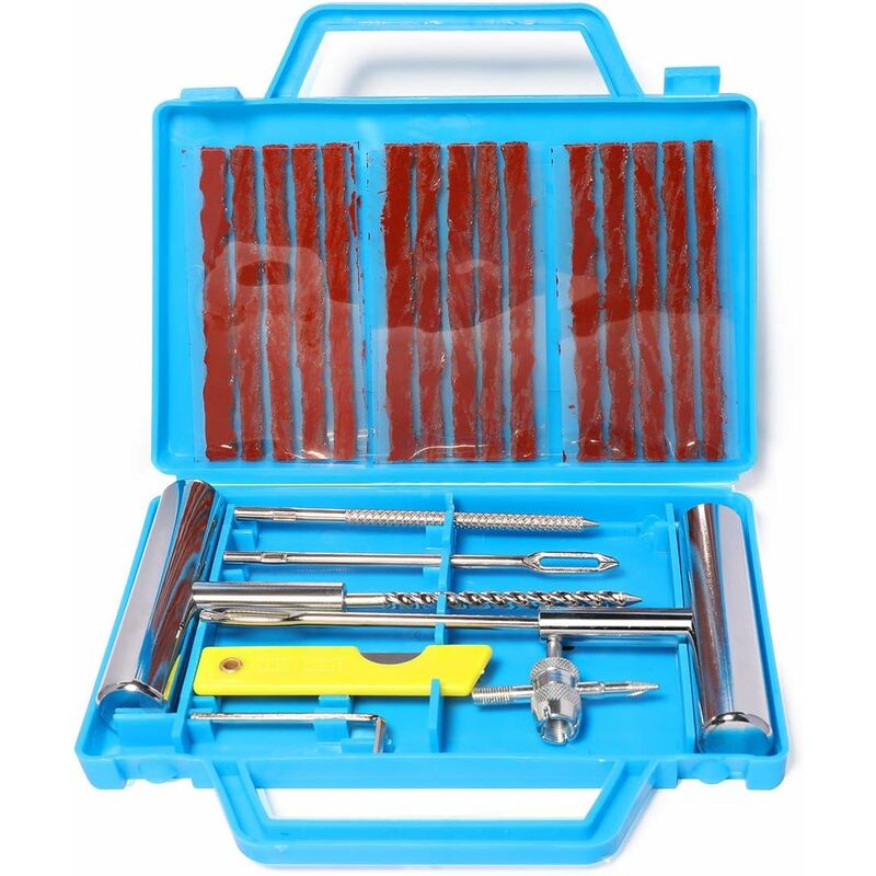 Image of Minkurow - Kit di riparazione pneumatici da 22 pezzi, strumenti di riparazione pneumatici per impieghi gravosi e set di riparazione pneumatici per