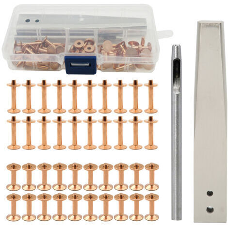 Kit di rivetti in rame con punte, rivetti in rame con punte di fissaggio, borchie antiruggine, strumento fai da te per la lavorazione della pelle per abbigliamento, borse, cinture, stile C