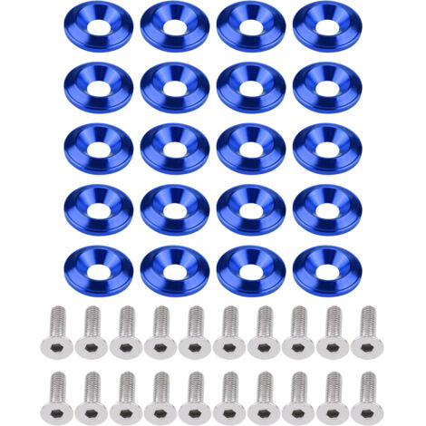 Kit di rondelle per bulloni paraurti/parafango in alluminio blu da 20 pezzi per finiture del vano motore