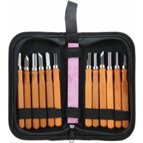 Kit di scalpelli per legno, 13 pezzi Set di strumenti per intagliare il legno Coltello compatto per intagliare il legno a mano con mola Ideale per lavori di falegnameria Intagliatori principianti