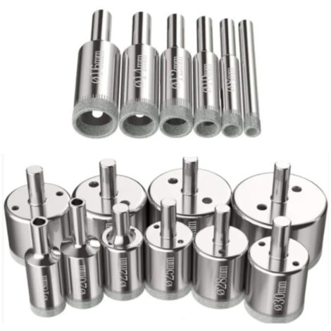 Kit di seghe a tazza da 16 pezzi per foratura di vetro, ceramica, porcellana, piastrelle e marmo - Punte da trapano diamantate in acciaio al carbonio da 6-50 mm - Utensili da trapano professionali - O