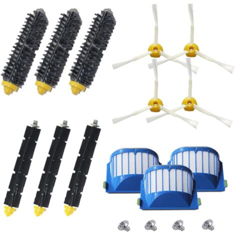 Kit di sostituzione accessori applicabili, agitatore per capelli, spazzola laterale e filtro Aero Vac compatibile con iRobot Roomba serie 600 585 595 614 618 620 630 650 660 680 685 6 90 690 2 694 695