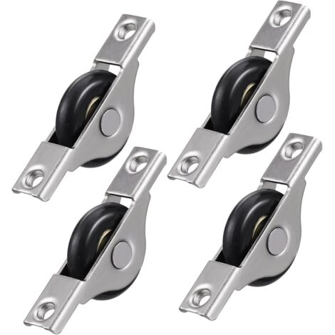 Kit di sostituzione rulli per porte scorrevoli da 4 pezzi, ruote per porte di armadi in nylon, cuscinetti per pulegge in acciaio e plastica nera, 30 mm per binari per armadietti