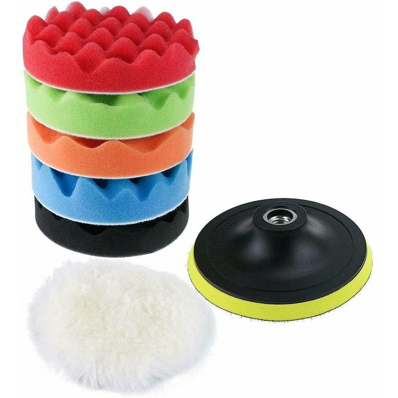 Kit Lucidatura Auto 7 Pezzi Con Tamponi 125 Mm - Per Auto, Motori E Superfici Dettaglio - Foto 2