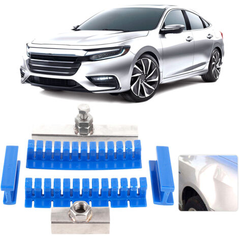 Kit di strumenti per la riparazione di ammaccature senza vernice per auto, kit di strumenti in nylon per la riparazione di ammaccature per carrozzeria, set di 6 linguette di colla blu per la rimozione
