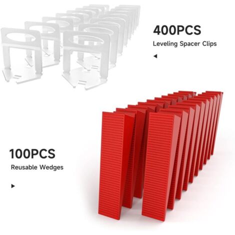 Kit di supporto per la posa di piastrelle, 400 clip, 100 cunei riutilizzabili per la posa di piastrelle di spessore compreso tra 3 e 12 mm