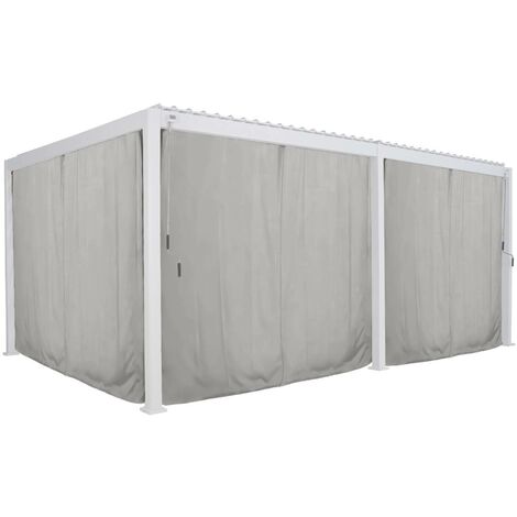 Kit di tende, zanzariere e binari per il pergolato bioclimatico evora 6 x 3,6 m grigio chiaro - Hespéride
