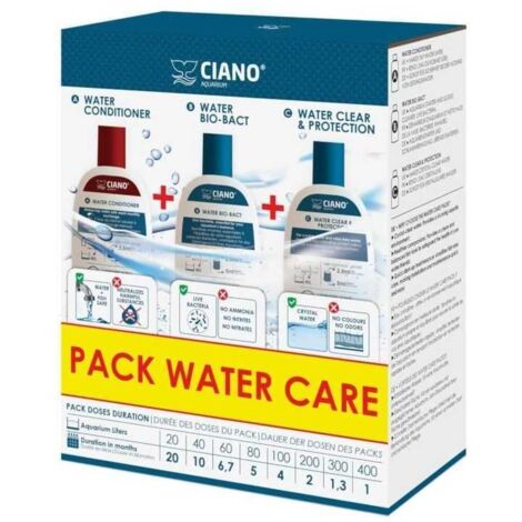 Kit di trattamento acquario CIANO Pack Water Care 3 x 100 ml acqua cristallina