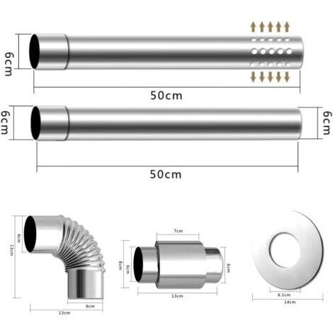Kit di tubi in acciaio inox per stufe a gas, con accessori completi e controllo efficiente del calore.