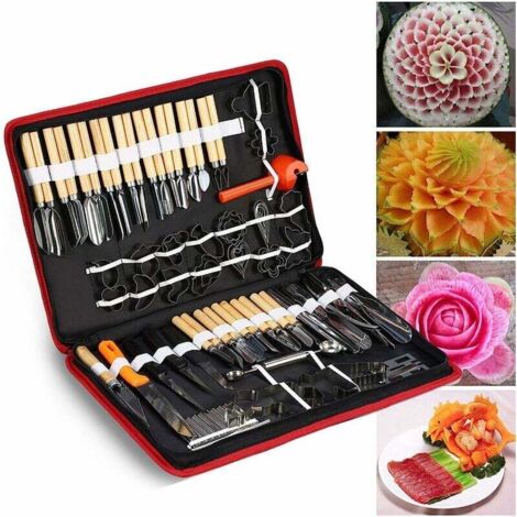 Kit di utensili da taglio culinario da 80 pezzi, kit di utensili da taglio e sbucciatura culinari per guarnire frutta e verdura