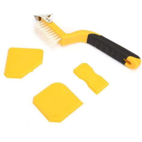 Kit di utensili per calafataggio  Strumento per la rimozione del sigillante 4 in 1  Kit di utensili per calafataggio (1 raschietto in silicone e 3 utensili per bordi in plastica in teflon)  Strumento 