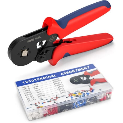 BLEOSAN Kit di utensili per crimpatura AWG23-7/0,25-10mm² con 1200 capicorda elettrici isolati a crimpare connettori a crimpare pinze per elettricisti professionali