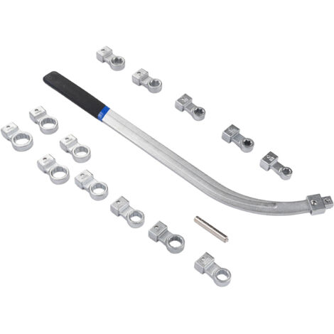 Kit di utensili universali per la rimozione della puleggia tendicinghia ausiliaria, 15 pezzi, kit di utensili per la rimozione della puleggia tendicinghia del motore in acciaio, attrezzo per la rimozi
