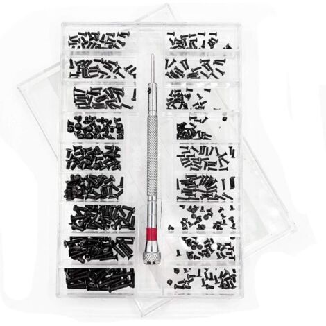 Kit di viti di riparazione micro-minuscole da 500 pezzi, con cacciavite, kit assortimento di piccole viti in acciaio inossidabile, 18 misure, per occhiali, laptop.