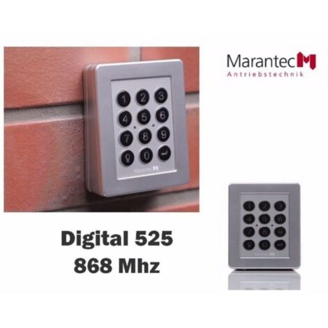 Kit digicode 4 canaux – Alimentation 2 batteries AAA 1,5V – Installation facile avec nécessaire inclus – Pour contrôle motorisations – Marantec - D525-868