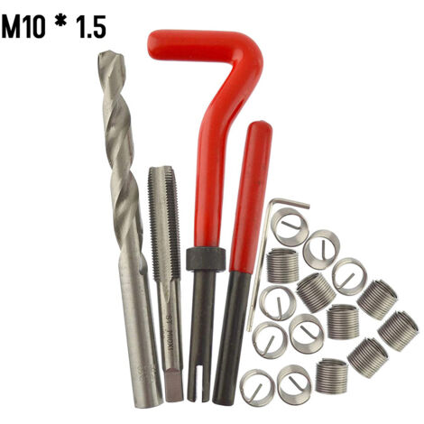 Kit d'inserts de réparation de filetage métrique 20 pièces M5 M6 M8 M10 M12 M14 Helicoil Car Pro Coil Tool M10  1,5