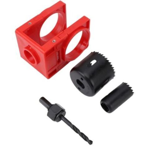 Kit d'installation de serrure rouge, kit de scie cloche pour serrure de porte en acier au carbone, incluant des scies cloches de 1 inch et 2 1/8 inch