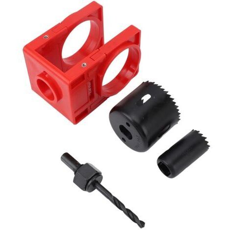 Kit d'installation de serrure rouge, kit de scie cloche pour serrure de porte en acier au carbone, incluant des scies cloches de 1 inch et 2 1/8 inch