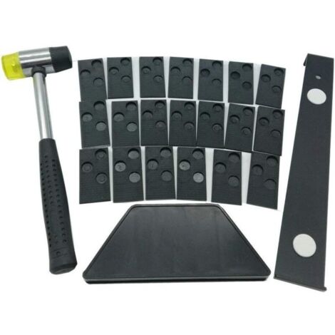 Kit d'installation pour installation de sol stratifié en bois avec cale à frapper, outil d’emboitage, maillet et 20 entretoises