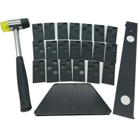 Kit d'installation pour installation de sol stratifié en bois avec cale à frapper, outil d’emboitage, maillet et 20 entretoises