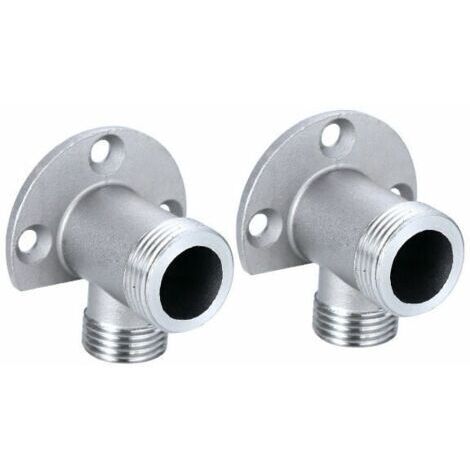 Kit d'installation pour système de douche extérieure qui relie les tuyaux aux robinets exposés. Mitigeur thermostatique.