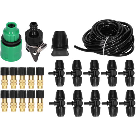 Kit d'irrigation atomisée 10m avec buse en cuivre ajustable et tuyau 8/11 pour serre et jardin