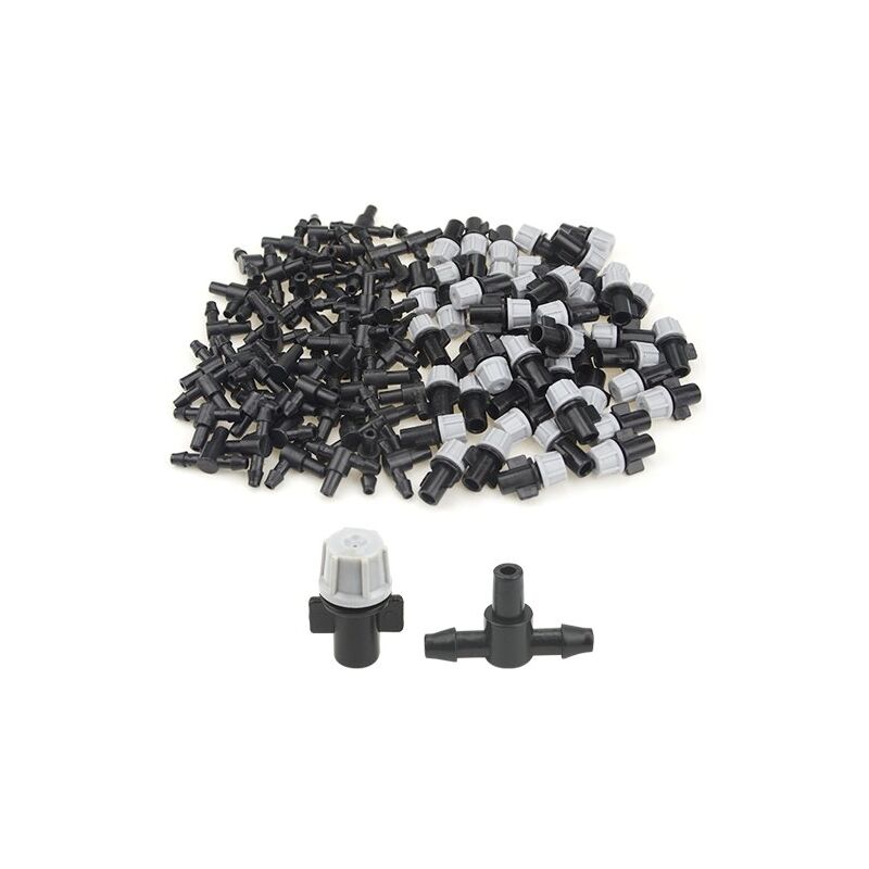 Kit d'irrigation de jardin 100 pièces (50 paires) - Goutteurs de brumisation réglables - Connexion avec connecteur en T - Système d'irrigation goutte