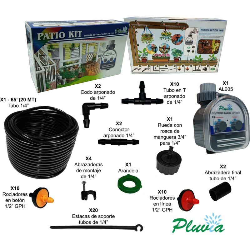 Kit d'irrigation de terrasse Pluvia avec programmateur et accessoires AL177S
